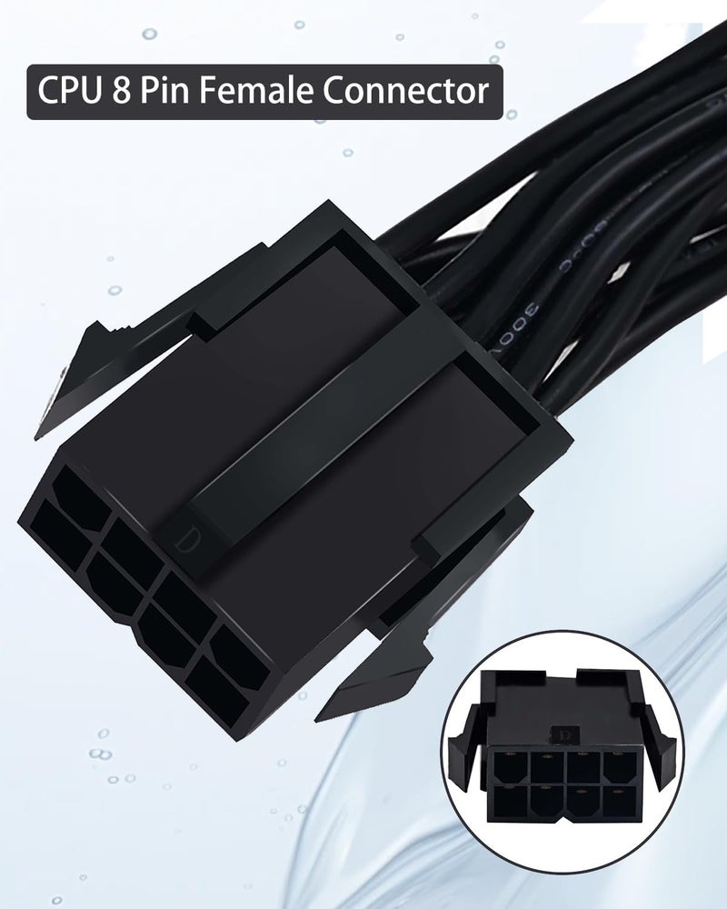 COMeap (2-Pack) CPU 8 Pin Extension Cable, Motherboard ATX CPU 8 Pin (4+4) Male to Female Adapter for Power Supply PSUs 9.5-inch(24cm) - Image 3